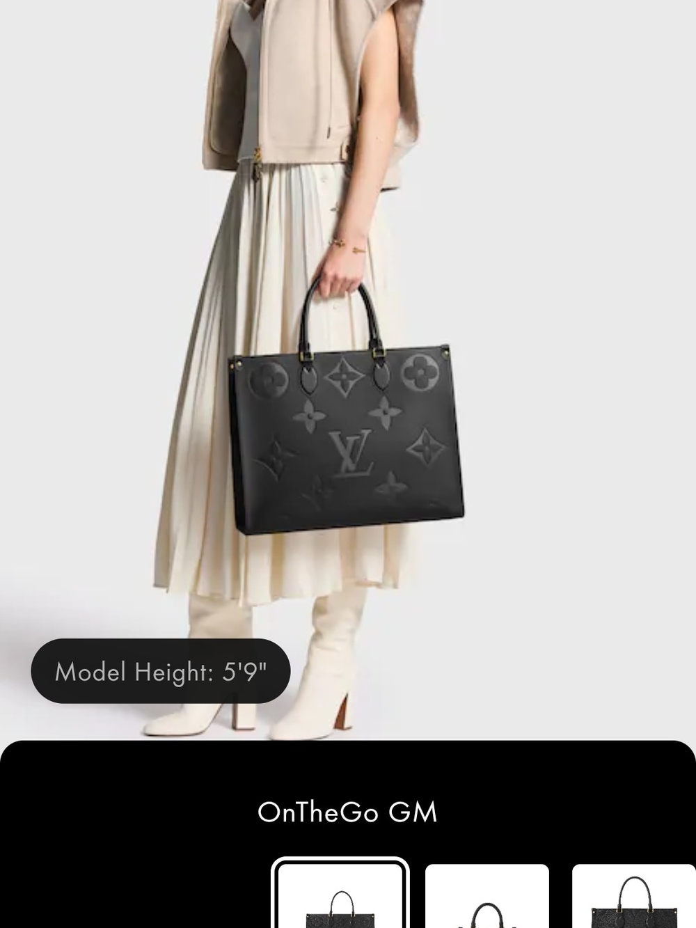 Louis Vuitton OnTheGo GM Tote in Black Embossed Monogram